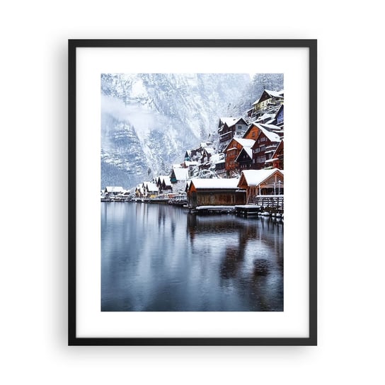 Obraz - Plakat - W zimowej dekoracji - 40x50cm - Krajobraz Osada Górska Zima - Foto Plakaty w ramie koloru czarnego do Salonu Sypialni ARTTOR ARTTOR