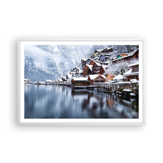 Obraz - Plakat - W zimowej dekoracji - 91x61cm - Krajobraz Osada Górska Zima - Foto Plakaty na ścianę w ramie białej - Plakat do Salonu Sypialni ARTTOR ARTTOR