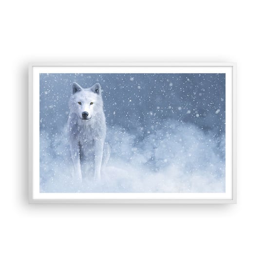 Obraz - Plakat - W zimowym duchu - 91x61cm - Biały Wilk Zwierzęta Zima - Foto Plakaty na ścianę w ramie białej - Plakat do Salonu Sypialni ARTTOR ARTTOR