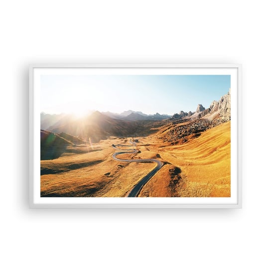 Obraz - Plakat - W złotej dolinie - 91x61cm - Krajobraz Góry Włochy - Foto Plakaty na ścianę w ramie białej - Plakat do Salonu Sypialni ARTTOR ARTTOR