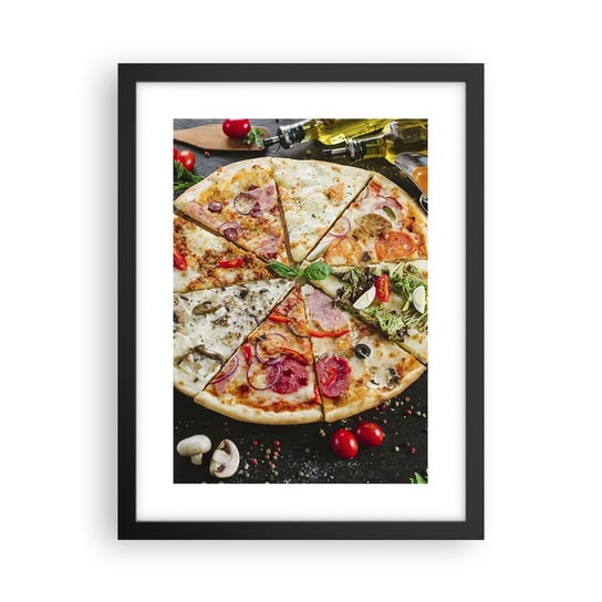 Obraz - Plakat - Wachlarz smaków - 30x40cm - Gastronomia Pizza Włochy - Foto Plakaty na ścianę w czarnej ramie - Plakat do Salonu Sypialni ARTTOR ARTTOR