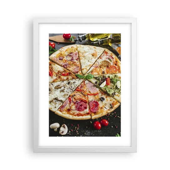 Obraz - Plakat - Wachlarz smaków - 30x40cm - Gastronomia Pizza Włochy - Foto Plakaty na ścianę w ramie białej - Plakat do Salonu Sypialni ARTTOR ARTTOR