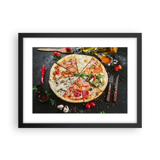 Obraz - Plakat - Wachlarz smaków - 40x30cm - Gastronomia Pizza Włochy - Foto Plakaty na ścianę w czarnej ramie - Plakat do Salonu Sypialni ARTTOR ARTTOR