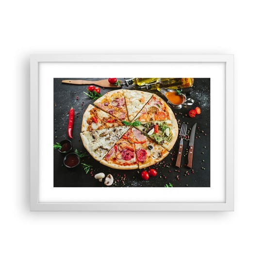 Obraz - Plakat - Wachlarz smaków - 40x30cm - Gastronomia Pizza Włochy - Foto Plakaty na ścianę w ramie białej - Plakat do Salonu Sypialni ARTTOR ARTTOR