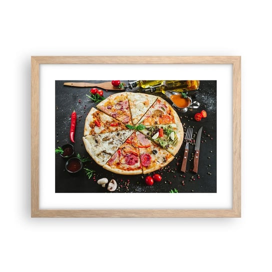 Obraz - Plakat - Wachlarz smaków - 40x30cm - Gastronomia Pizza Włochy - Foto Plakaty na ścianę w ramie jasny dąb - Plakat do Salonu Sypialni ARTTOR ARTTOR