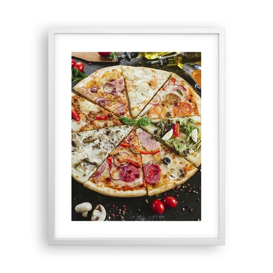 Obraz - Plakat - Wachlarz smaków - 40x50cm - Gastronomia Pizza Włochy - Foto Plakaty w ramie koloru białego do Salonu Sypialni ARTTOR ARTTOR