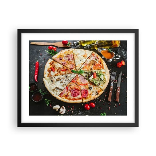 Obraz - Plakat - Wachlarz smaków - 50x40cm - Gastronomia Pizza Włochy - Foto Plakaty w ramie koloru czarnego do Salonu Sypialni ARTTOR ARTTOR