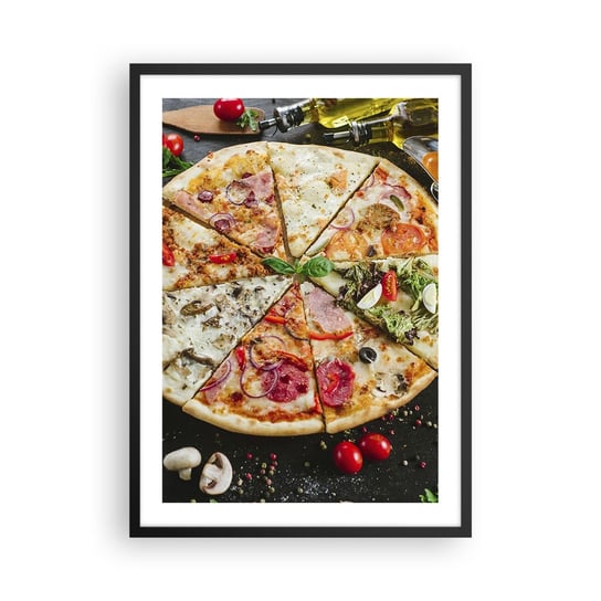 Obraz - Plakat - Wachlarz smaków - 50x70cm - Gastronomia Pizza Włochy - Nowoczesny modny obraz Plakat czarna rama ARTTOR ARTTOR