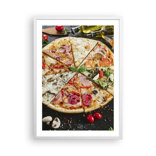 Obraz - Plakat - Wachlarz smaków - 50x70cm - Gastronomia Pizza Włochy - Nowoczesny modny obraz Plakat rama biała ARTTOR ARTTOR