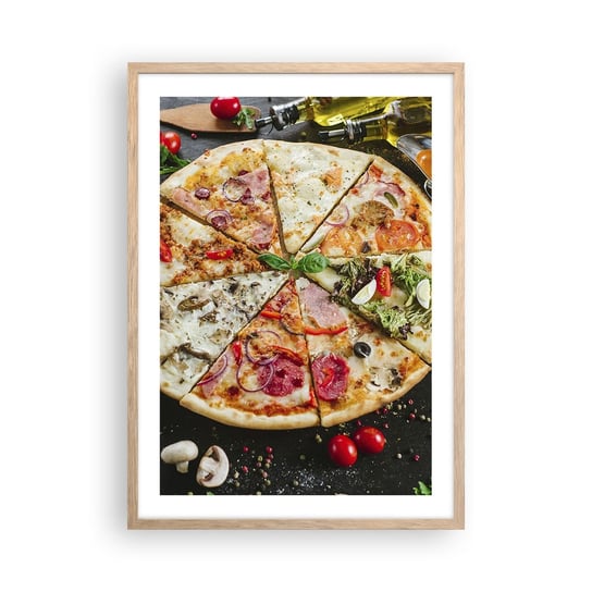 Obraz - Plakat - Wachlarz smaków - 50x70cm - Gastronomia Pizza Włochy - Nowoczesny modny obraz Plakat rama jasny dąb ARTTOR ARTTOR