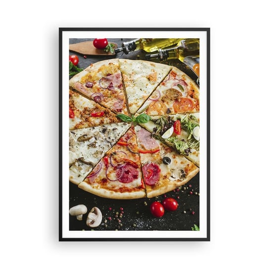 Obraz - Plakat - Wachlarz smaków - 70x100cm - Gastronomia Pizza Włochy - Foto Plakaty w ramie koloru czarnego do Salonu Sypialni ARTTOR ARTTOR