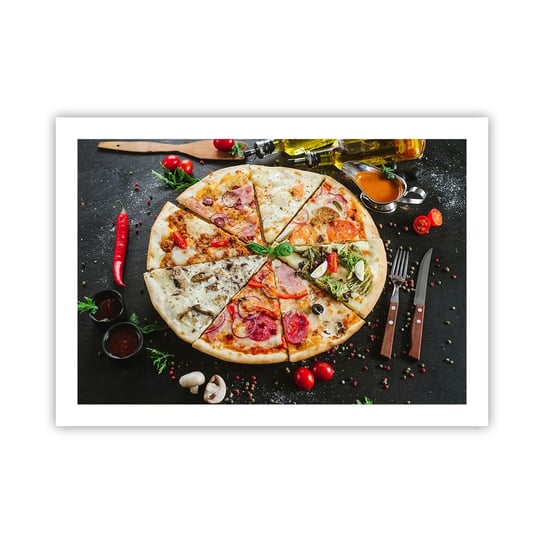 Obraz - Plakat - Wachlarz smaków - 70x50cm - Gastronomia Pizza Włochy - Nowoczesny modny obraz Plakat bez ramy do Salonu Sypialni ARTTOR ARTTOR