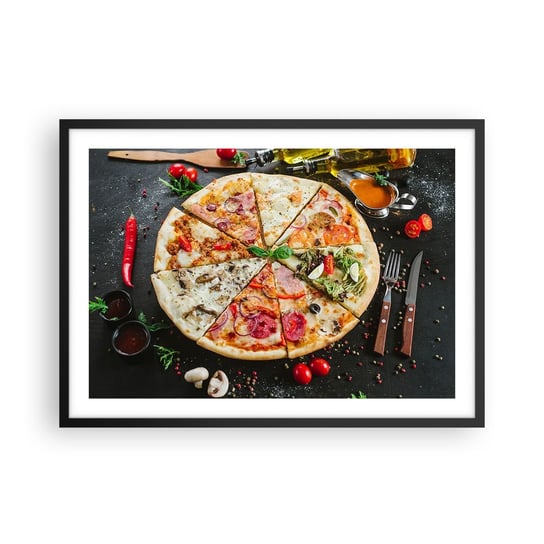 Obraz - Plakat - Wachlarz smaków - 70x50cm - Gastronomia Pizza Włochy - Nowoczesny modny obraz Plakat czarna rama ARTTOR ARTTOR