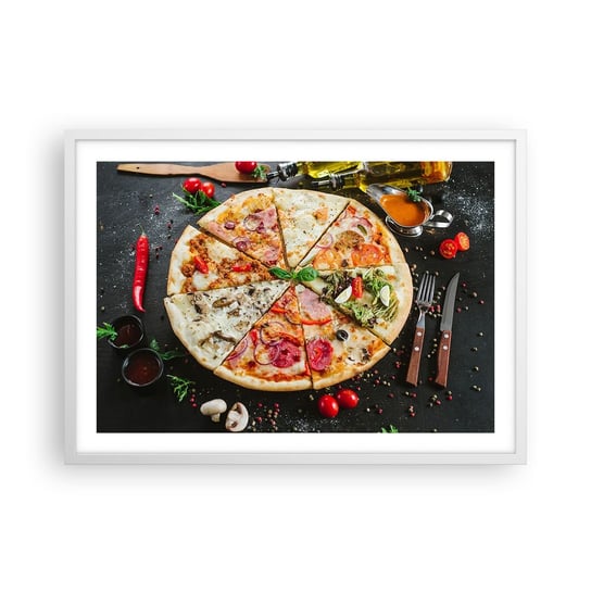 Obraz - Plakat - Wachlarz smaków - 70x50cm - Gastronomia Pizza Włochy - Nowoczesny modny obraz Plakat rama biała ARTTOR ARTTOR