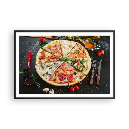 Obraz - Plakat - Wachlarz smaków - 91x61cm - Gastronomia Pizza Włochy - Foto Plakaty na ścianę w czarnej ramie - Plakat do Salonu Sypialni ARTTOR ARTTOR