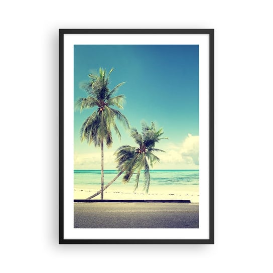 Obraz - Plakat - Wakacje czas zacząć - 50x70cm - Krajobraz Plaża Surfing - Nowoczesny modny obraz Plakat czarna rama ARTTOR ARTTOR