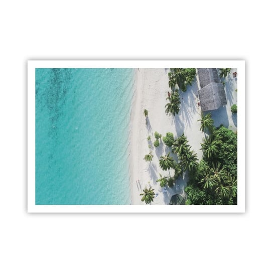 Obraz - Plakat - Wakacje w raju - 100x70cm - Krajobraz Rajska Plaża Malediwy - Foto Plakaty bez ramy na ścianę do Salonu Sypialni ARTTOR ARTTOR