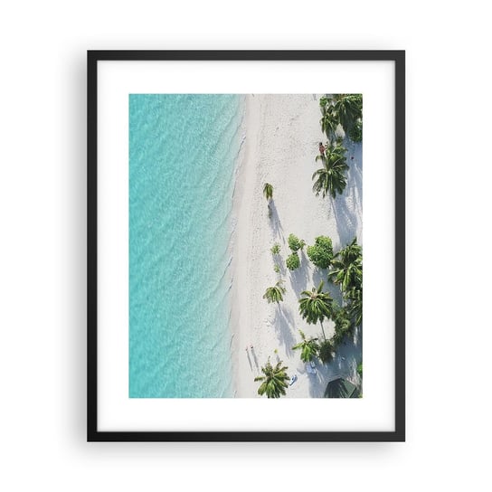 Obraz - Plakat - Wakacje w raju - 40x50cm - Krajobraz Rajska Plaża Malediwy - Foto Plakaty w ramie koloru czarnego do Salonu Sypialni ARTTOR ARTTOR