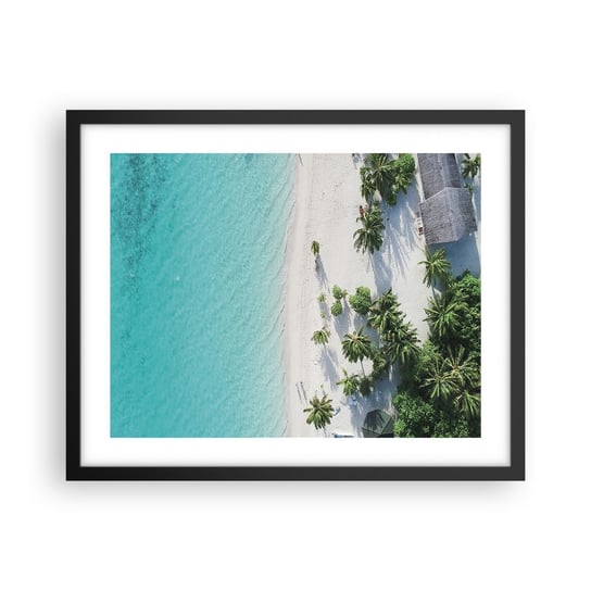Obraz - Plakat - Wakacje w raju - 50x40cm - Krajobraz Rajska Plaża Malediwy - Foto Plakaty w ramie koloru czarnego do Salonu Sypialni ARTTOR ARTTOR
