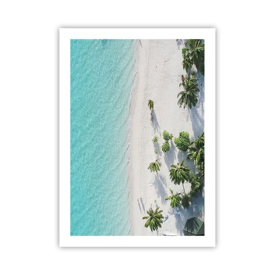 Obraz - Plakat - Wakacje w raju - 50x70cm - Krajobraz Rajska Plaża Malediwy - Nowoczesny modny obraz Plakat bez ramy do Salonu Sypialni ARTTOR ARTTOR