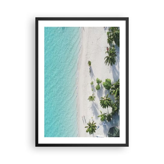 Obraz - Plakat - Wakacje w raju - 50x70cm - Krajobraz Rajska Plaża Malediwy - Nowoczesny modny obraz Plakat czarna rama ARTTOR ARTTOR