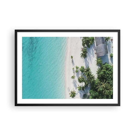 Obraz - Plakat - Wakacje w raju - 70x50cm - Krajobraz Rajska Plaża Malediwy - Nowoczesny modny obraz Plakat czarna rama ARTTOR ARTTOR