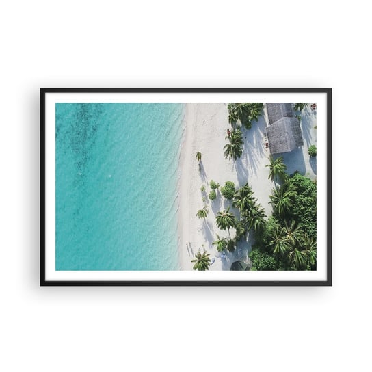 Obraz - Plakat - Wakacje w raju - 91x61cm - Krajobraz Rajska Plaża Malediwy - Foto Plakaty na ścianę w czarnej ramie - Plakat do Salonu Sypialni ARTTOR ARTTOR
