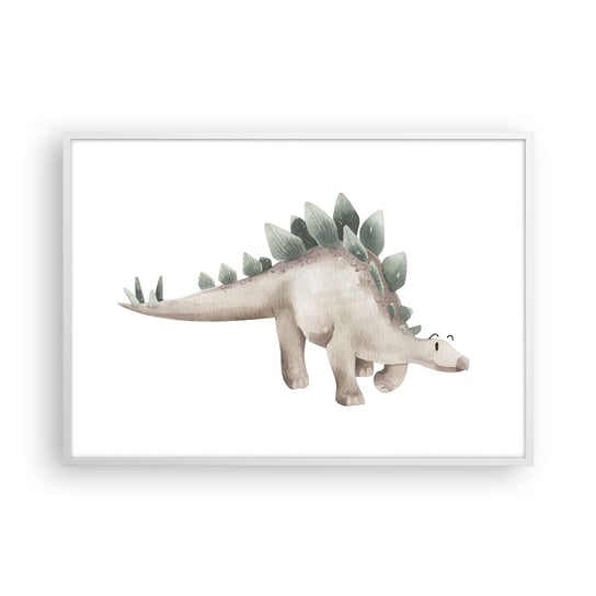 Obraz - Plakat - Wasz przyjaciel - 100x70cm - Dinozaur Dziecięcy Stegozaur - Foto Plakaty w ramie koloru białego do Salonu Sypialni ARTTOR ARTTOR