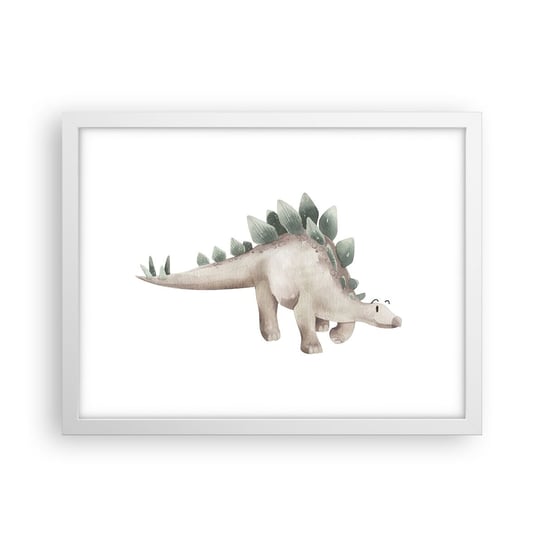 Obraz - Plakat - Wasz przyjaciel - 40x30cm - Dinozaur Dziecięcy Stegozaur - Foto Plakaty na ścianę w ramie białej - Plakat do Salonu Sypialni ARTTOR ARTTOR