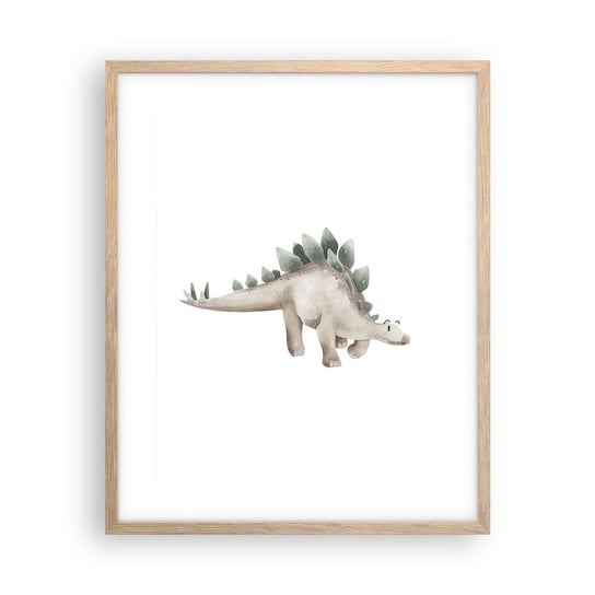 Obraz - Plakat - Wasz przyjaciel - 40x50cm - Dinozaur Dziecięcy Stegozaur - Foto Plakaty w ramie koloru jasny dąb do Salonu Sypialni ARTTOR ARTTOR