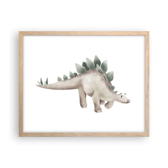 Obraz - Plakat - Wasz przyjaciel - 50x40cm - Dinozaur Dziecięcy Stegozaur - Foto Plakaty w ramie koloru jasny dąb do Salonu Sypialni ARTTOR ARTTOR