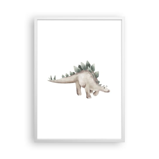 Obraz - Plakat - Wasz przyjaciel - 50x70cm - Dinozaur Dziecięcy Stegozaur - Nowoczesny modny obraz Plakat rama biała ARTTOR ARTTOR