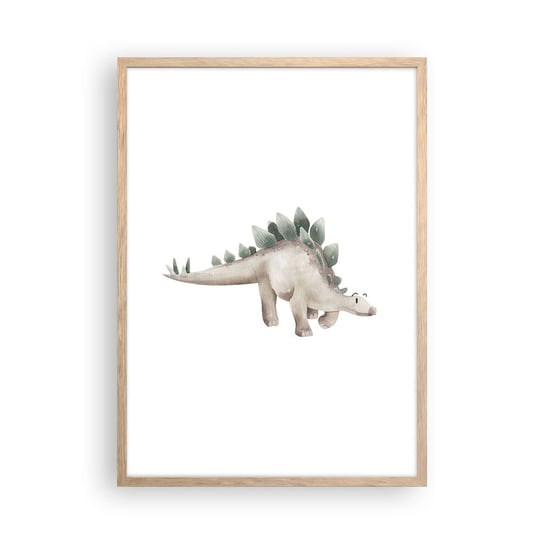Obraz - Plakat - Wasz przyjaciel - 50x70cm - Dinozaur Dziecięcy Stegozaur - Nowoczesny modny obraz Plakat rama jasny dąb ARTTOR ARTTOR