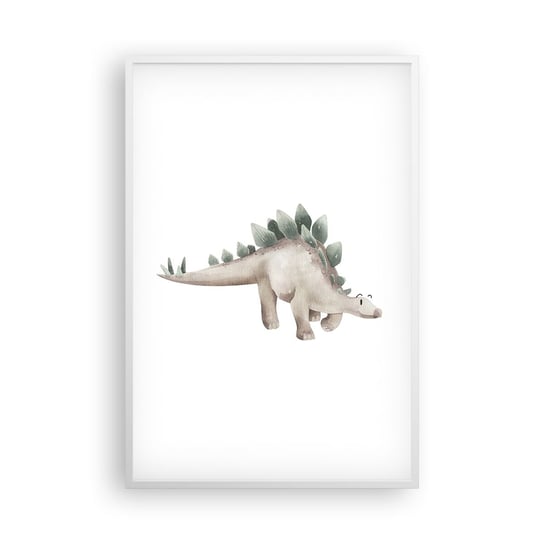 Obraz - Plakat - Wasz przyjaciel - 61x91cm - Dinozaur Dziecięcy Stegozaur - Foto Plakaty na ścianę w ramie białej - Plakat do Salonu Sypialni ARTTOR ARTTOR