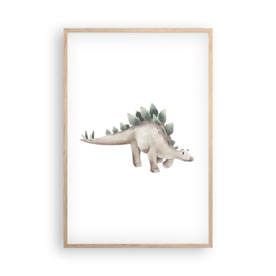 Obraz - Plakat - Wasz przyjaciel - 61x91cm - Dinozaur Dziecięcy Stegozaur - Foto Plakaty na ścianę w ramie jasny dąb - Plakat do Salonu Sypialni ARTTOR ARTTOR