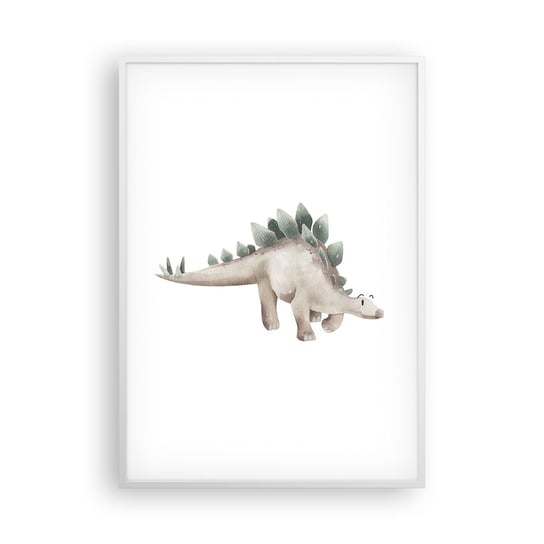 Obraz - Plakat - Wasz przyjaciel - 70x100cm - Dinozaur Dziecięcy Stegozaur - Foto Plakaty w ramie koloru białego do Salonu Sypialni ARTTOR ARTTOR