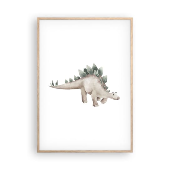 Obraz - Plakat - Wasz przyjaciel - 70x100cm - Dinozaur Dziecięcy Stegozaur - Foto Plakaty w ramie koloru jasny dąb do Salonu Sypialni ARTTOR ARTTOR