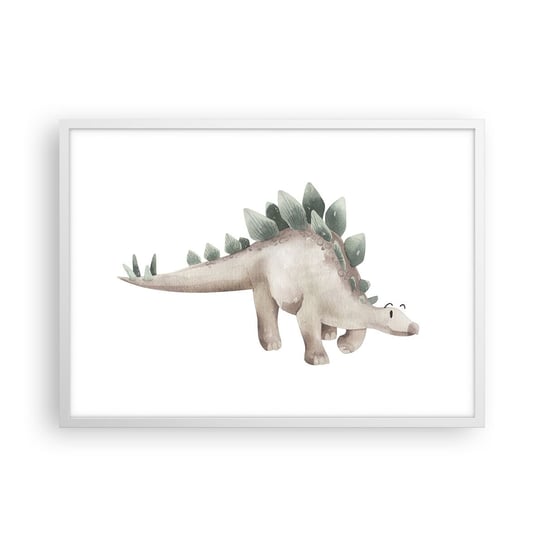 Obraz - Plakat - Wasz przyjaciel - 70x50cm - Dinozaur Dziecięcy Stegozaur - Nowoczesny modny obraz Plakat rama biała ARTTOR ARTTOR