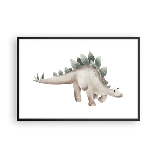 Obraz - Plakat - Wasz przyjaciel - 91x61cm - Dinozaur Dziecięcy Stegozaur - Foto Plakaty na ścianę w czarnej ramie - Plakat do Salonu Sypialni ARTTOR ARTTOR