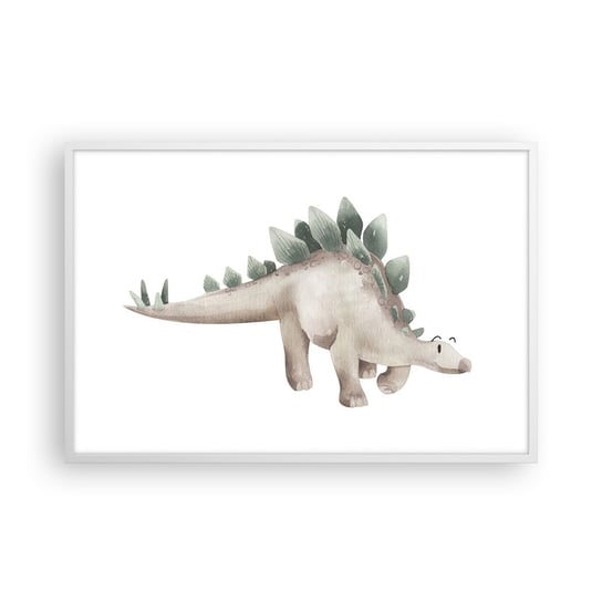 Obraz - Plakat - Wasz przyjaciel - 91x61cm - Dinozaur Dziecięcy Stegozaur - Foto Plakaty na ścianę w ramie białej - Plakat do Salonu Sypialni ARTTOR ARTTOR