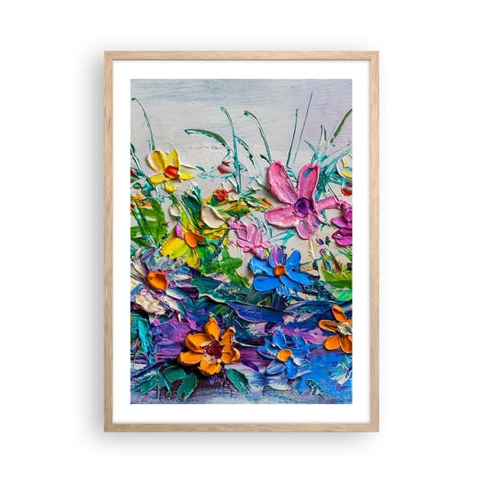 Obraz - Plakat - Wcale nie-martwa natura - 50x70cm - Kwiaty Bukiet Kwiatów Ogród - Nowoczesny modny obraz Plakat rama jasny dąb ARTTOR ARTTOR