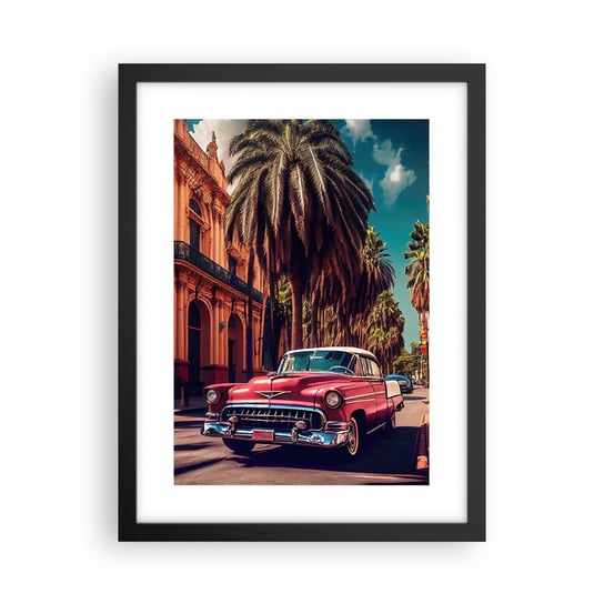 Obraz - Plakat - Wciąż jeszcze w Hawanie - 30x40cm - Retro Auto Palma - Foto Plakaty na ścianę w czarnej ramie - Plakat do Salonu Sypialni ARTTOR ARTTOR