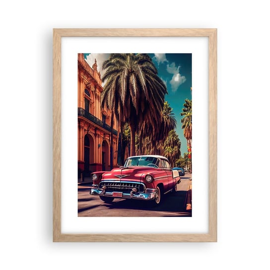 Obraz - Plakat - Wciąż jeszcze w Hawanie - 30x40cm - Retro Auto Palma - Foto Plakaty na ścianę w ramie jasny dąb - Plakat do Salonu Sypialni ARTTOR ARTTOR