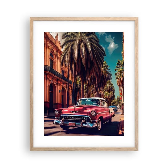 Obraz - Plakat - Wciąż jeszcze w Hawanie - 40x50cm - Retro Auto Palma - Foto Plakaty w ramie koloru jasny dąb do Salonu Sypialni ARTTOR ARTTOR