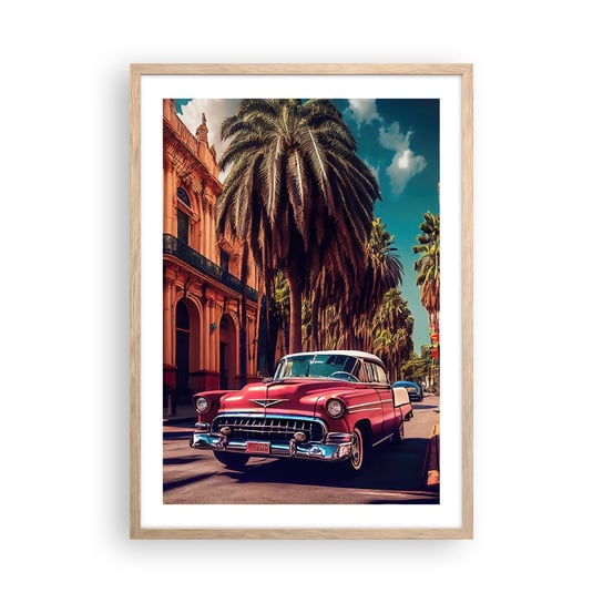 Obraz - Plakat - Wciąż jeszcze w Hawanie - 50x70cm - Retro Auto Palma - Nowoczesny modny obraz Plakat rama jasny dąb ARTTOR ARTTOR
