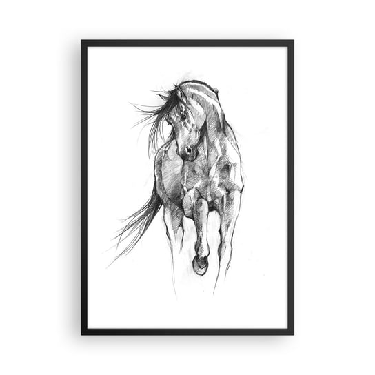 Obraz - Plakat - We wdzięcznym kłusie - 50x70cm - Koń Grafika Zwierzęta - Nowoczesny modny obraz Plakat czarna rama ARTTOR ARTTOR