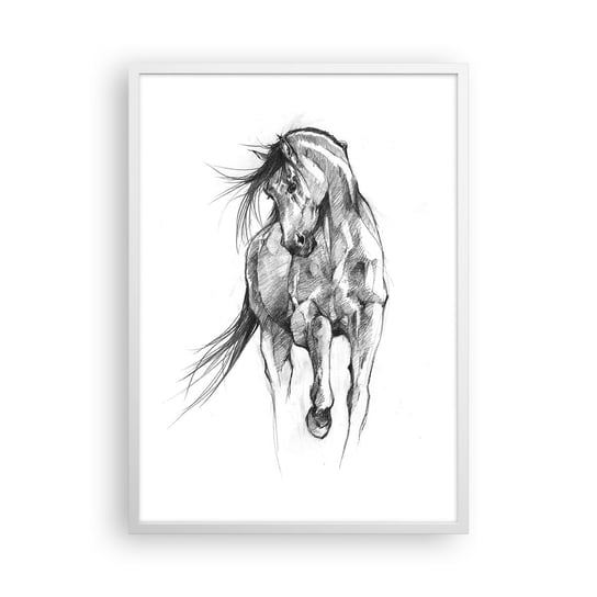 Obraz - Plakat - We wdzięcznym kłusie - 50x70cm - Koń Grafika Zwierzęta - Nowoczesny modny obraz Plakat rama biała ARTTOR ARTTOR