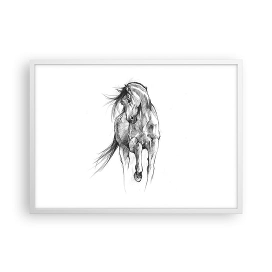 Obraz - Plakat - We wdzięcznym kłusie - 70x50cm - Koń Grafika Zwierzęta - Nowoczesny modny obraz Plakat rama biała ARTTOR ARTTOR