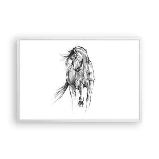 Obraz - Plakat - We wdzięcznym kłusie - 91x61cm - Koń Grafika Zwierzęta - Foto Plakaty na ścianę w ramie białej - Plakat do Salonu Sypialni ARTTOR ARTTOR