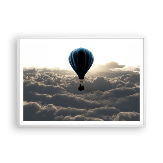 Obraz - Plakat - Wędrowiec ponad chmurami - 100x70cm - Krajobraz Lot Balonem Podróże - Foto Plakaty w ramie koloru białego do Salonu Sypialni ARTTOR ARTTOR